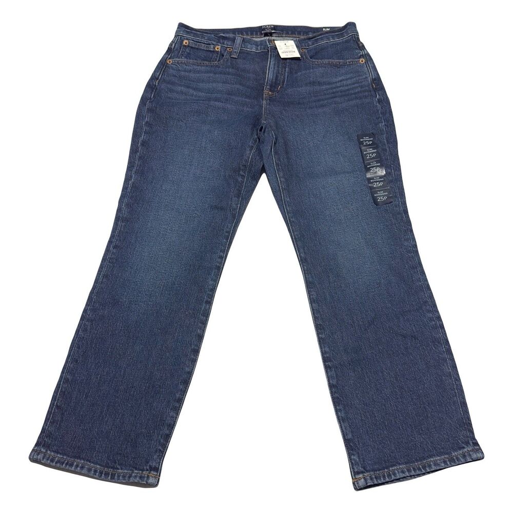 J. Crew Jeans Women's Slim Boyfriend Blue Denim Size 25 P Petite Stretch NWT
